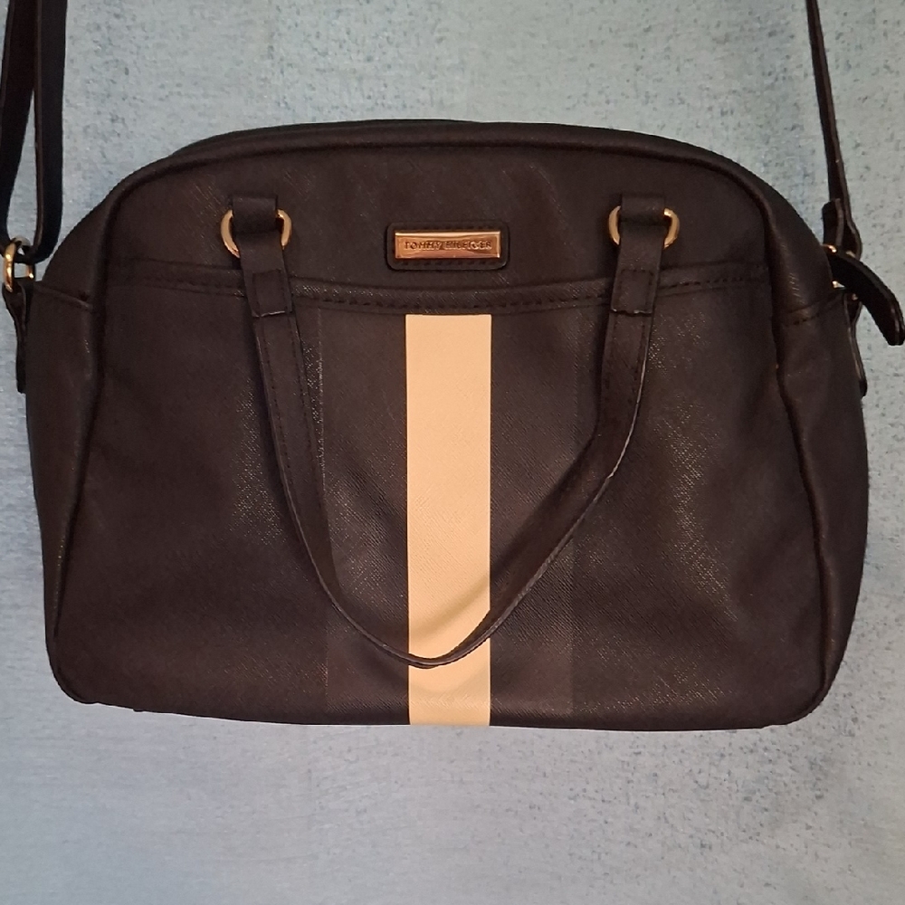 Tommy Hilfiger Black and Cream Satchel
